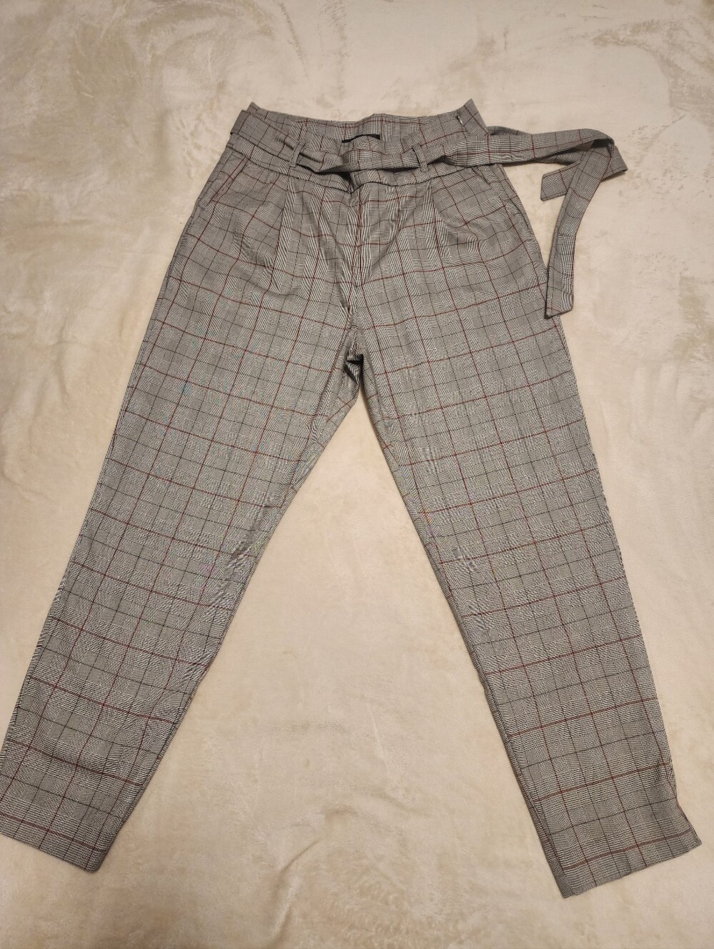 Dynamite Plaid Paperbag Waist Trousers Grey office wear Academia - Picture 2 of 11
